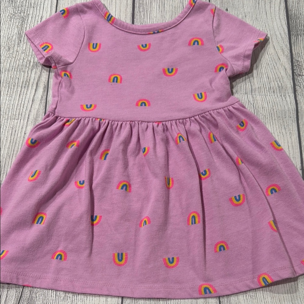 Cat & Jack Baby Girls Lilac Dress with Rainbow Print 🌈